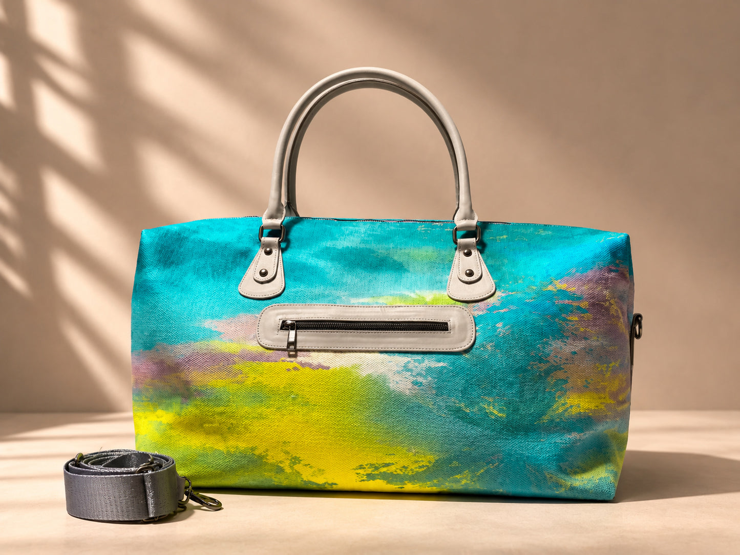 Hand-Drawn Printed Fabric Weekender Bag (2pcs)