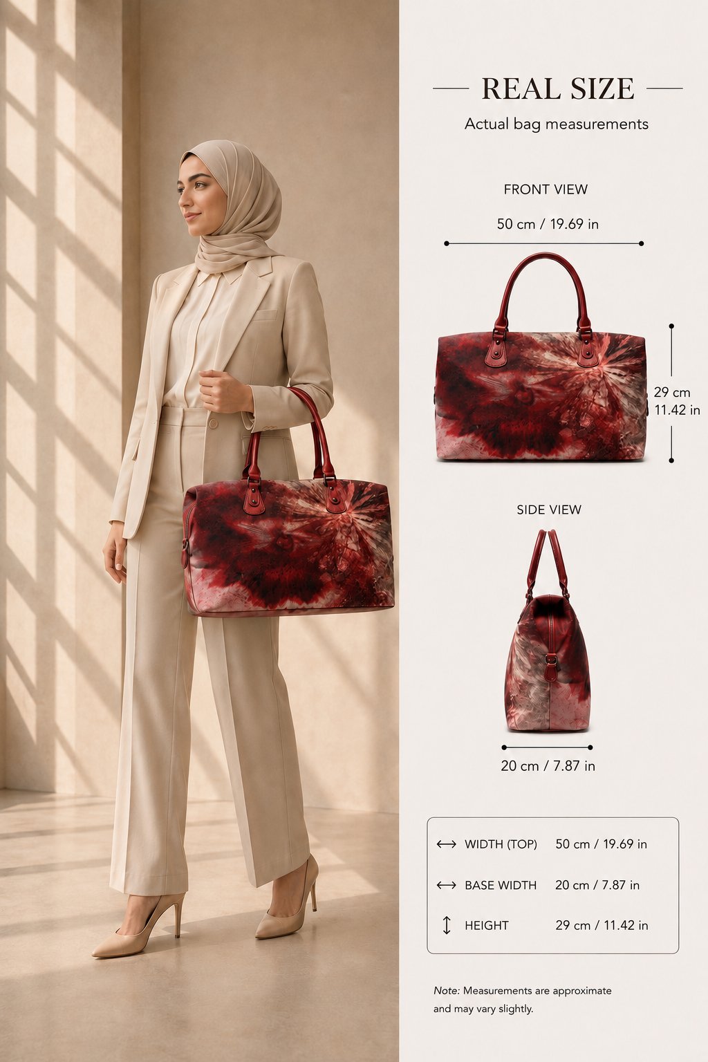 Hand-Drawn Printed Fabric Weekender Bag (2pcs)