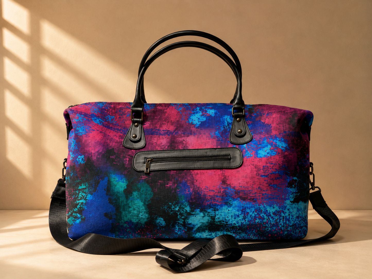 Hand-Drawn Printed Fabric Weekender Bag (2pcs)