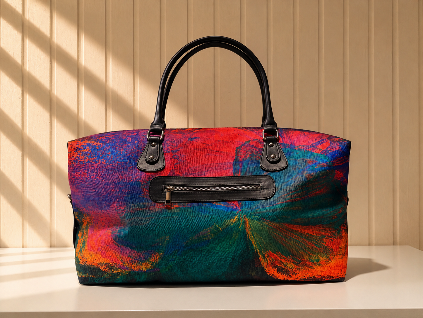Hand-Drawn Printed Fabric Weekender Bag (2pcs)