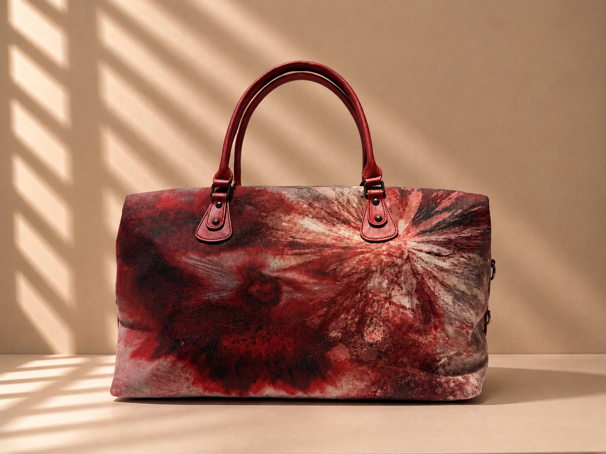 Hand-Drawn Printed Fabric Weekender Bag (2pcs)