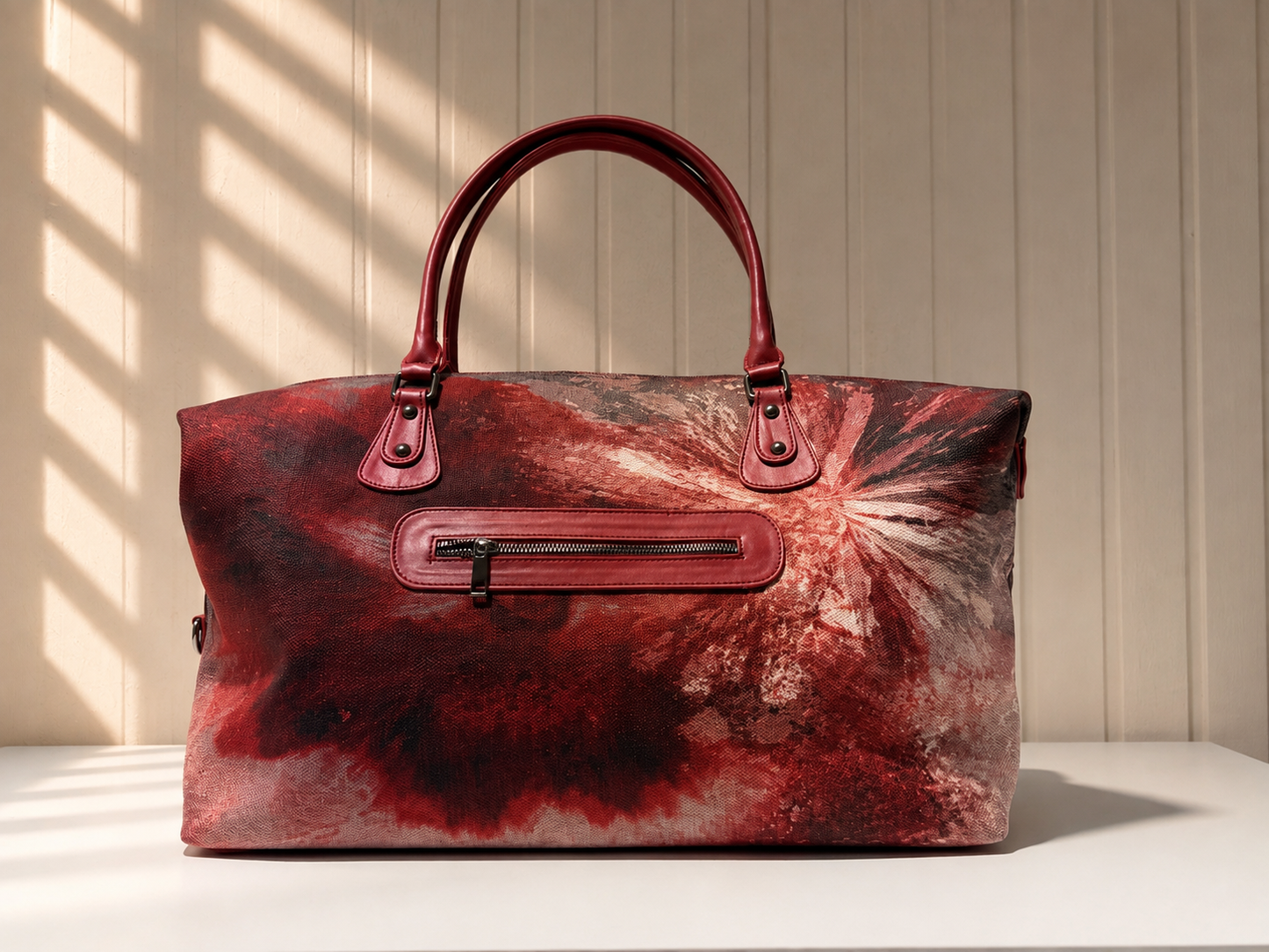 Hand-Drawn Printed Fabric Weekender Bag (2pcs)