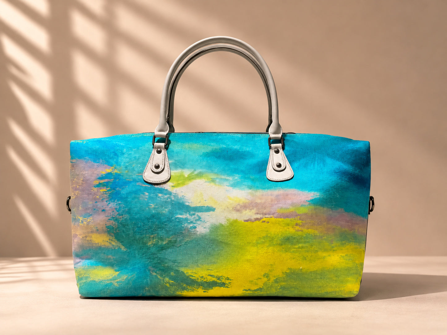 Hand-Drawn Printed Fabric Weekender Bag (2pcs)
